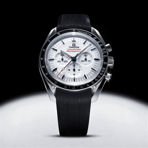 new omega white dial speedmaster|white face omega speedmaster automatic.